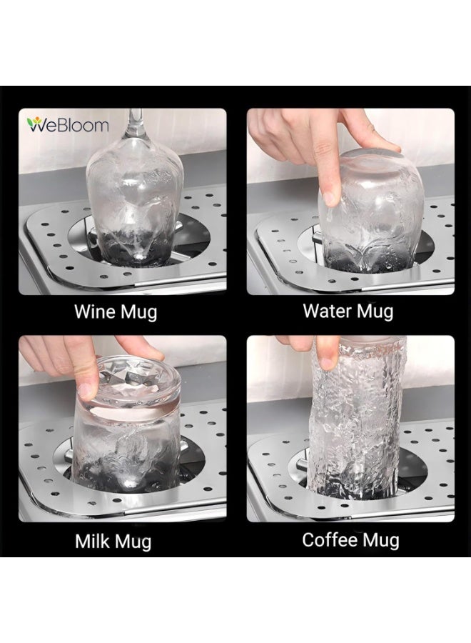 WeBloom SUS 304 High Pressure Cup Washer,Espresso Cup Pitcher Rinser with Side Spray,Countertop Glass Washer for Kitchen Coffee Bar, Removable Drip Tray Hose Kitchen Sink Accessories - Image 3